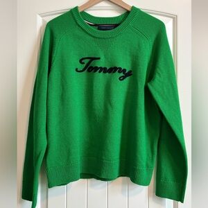 EUC Tommy Hilfiger Varsity Sweater - Green/Blue - L